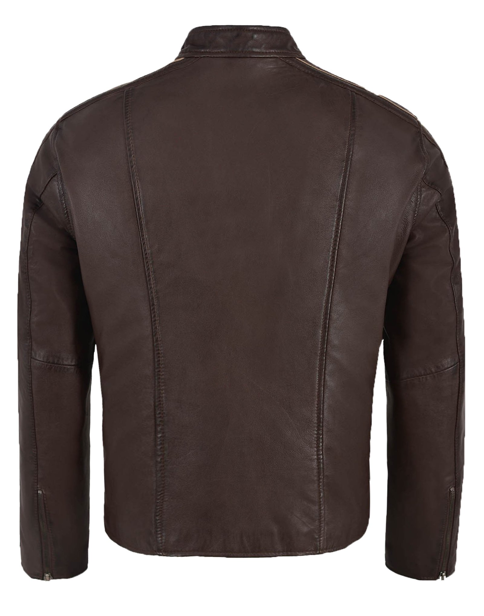 Brown Leather Motorcycle Jacket For Men