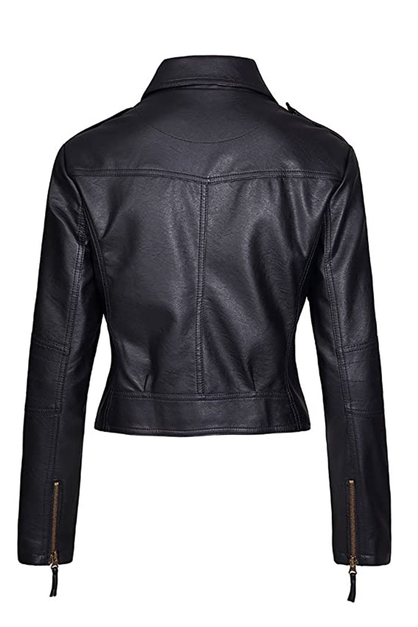 Women's Black Biker Motorcycle Leather Jacket