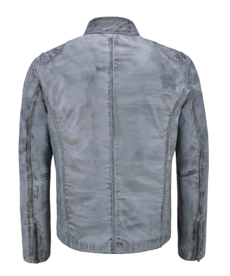 Distressed White Leather Jackets For Men Motorcycle - back