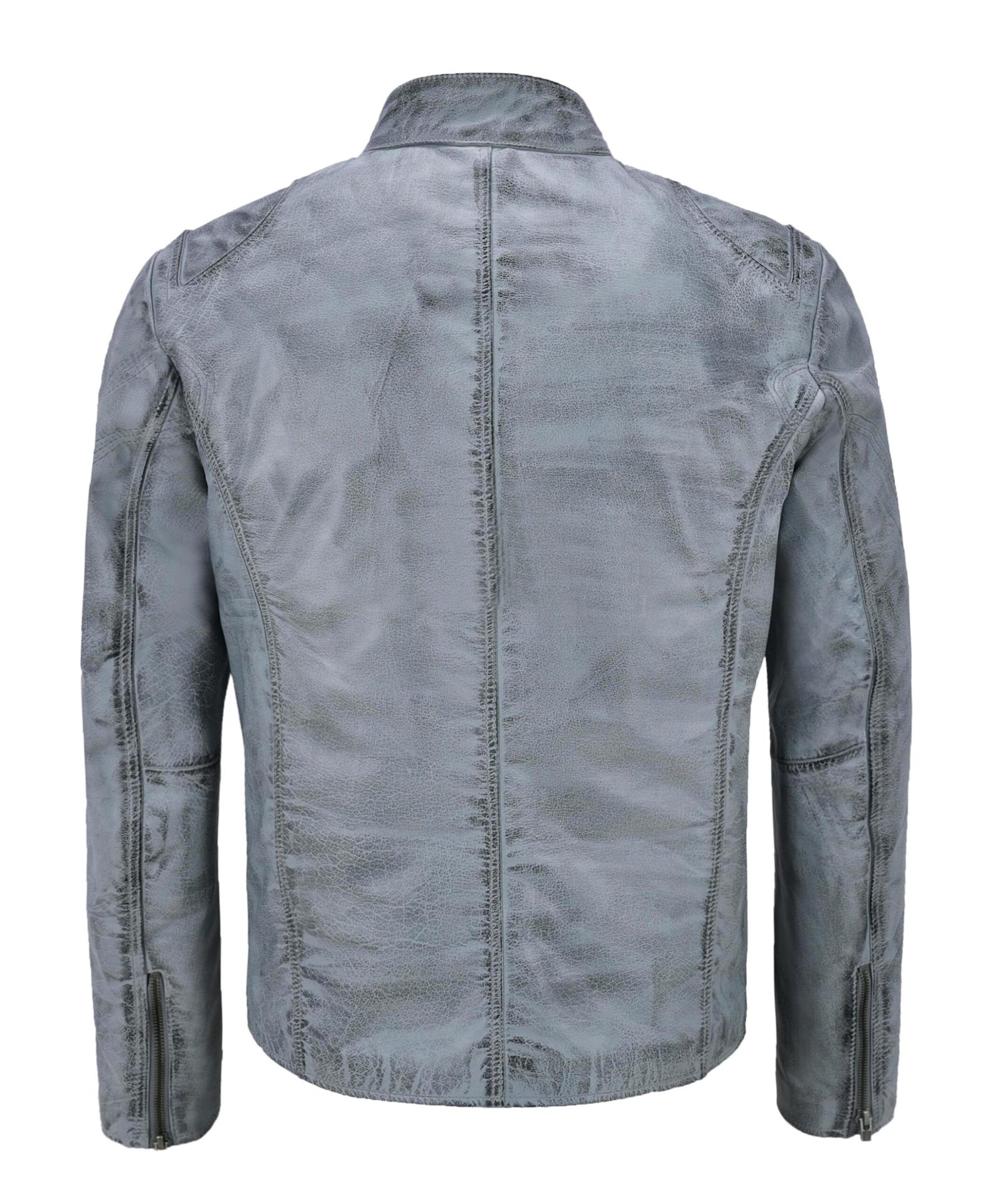 Distressed White Leather Motorcycle Jackets For Men