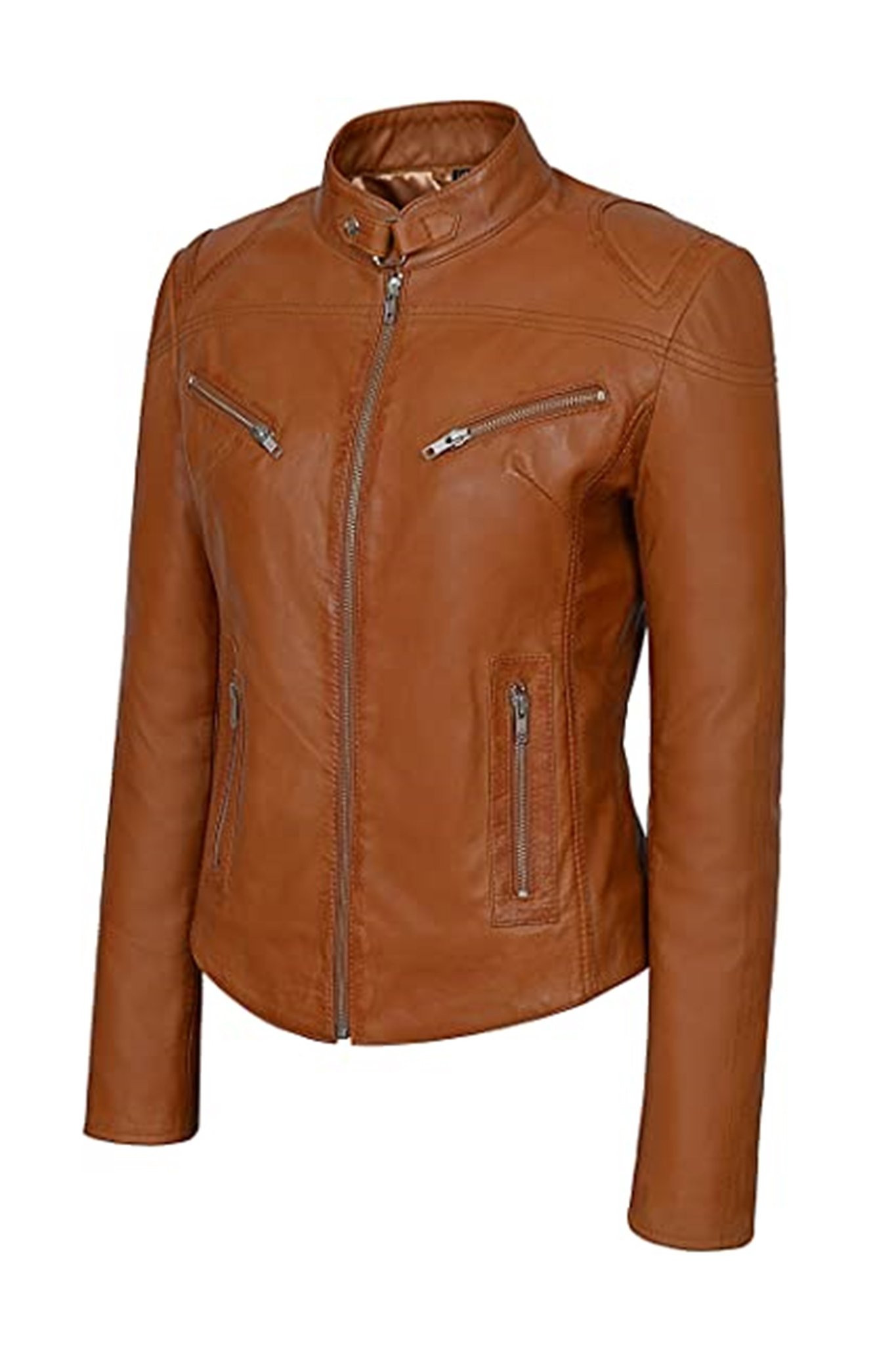 Womens Tan Basic Sheepskin Leather Jacket