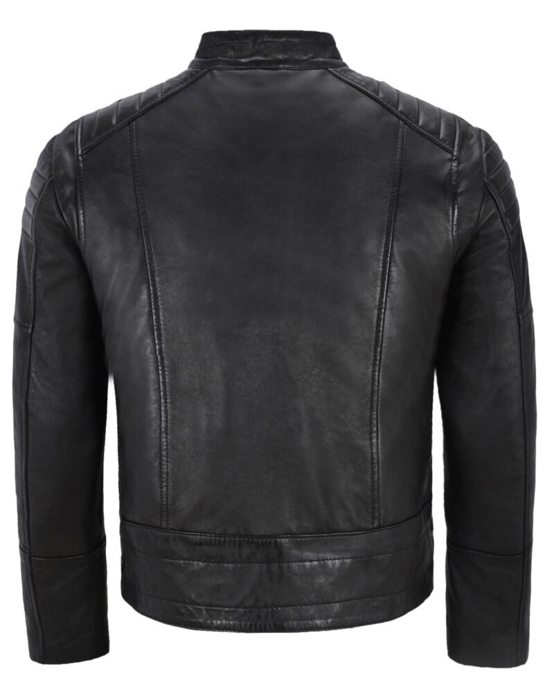 black leather motercycle jacket for men - back