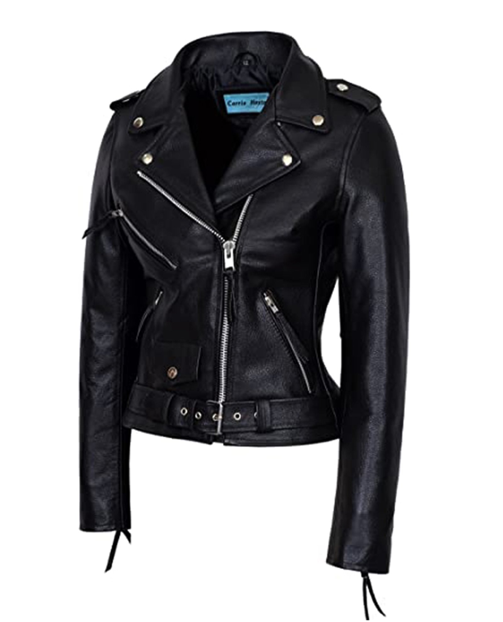 Women's Black Biker Sheepskin Leather Jacket