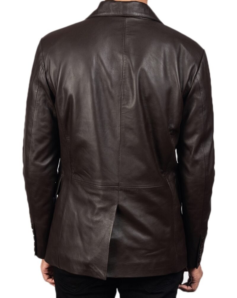 Brown Leather Blazer For Men - back