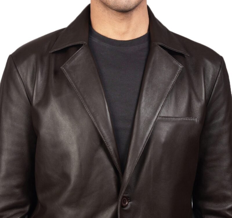 Brown Leather Blazer For Men - half