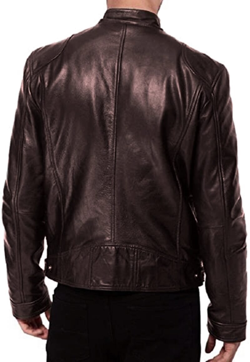 brown leather jacket for men - back