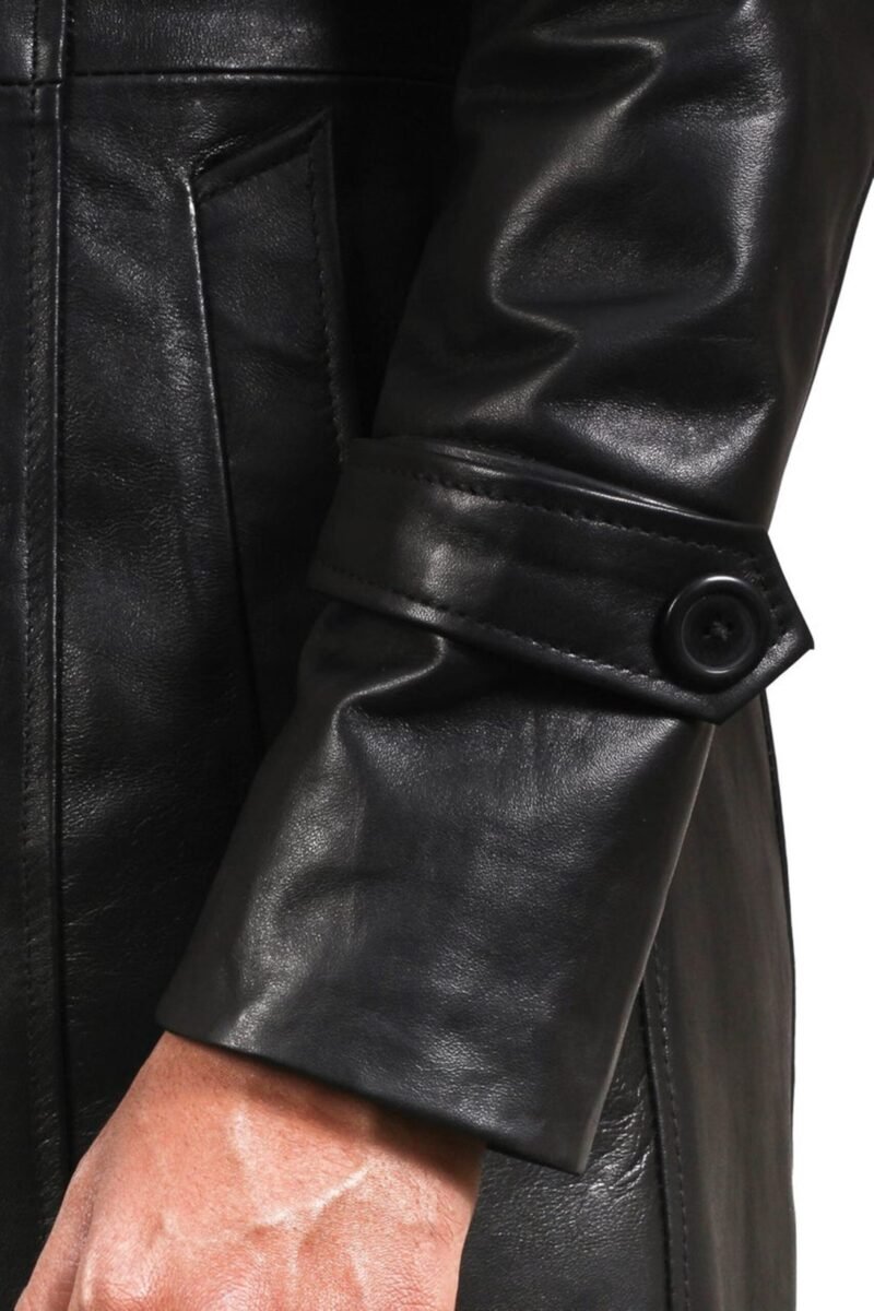 Black Leather Trench Coat Mens sleeves