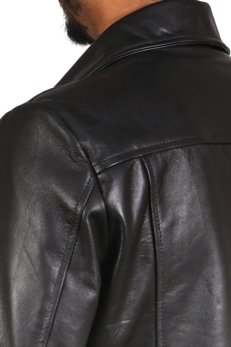 Black Leather Trench Coat Mens shoulder